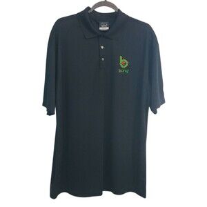 Nike Golf Polo Shirt Mens XL Black Dri-Fit Bang Drink Energy Logo Swoosh NWT
